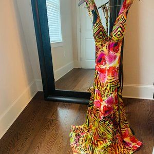 Mixed Pattern Cheetah Prom Dress